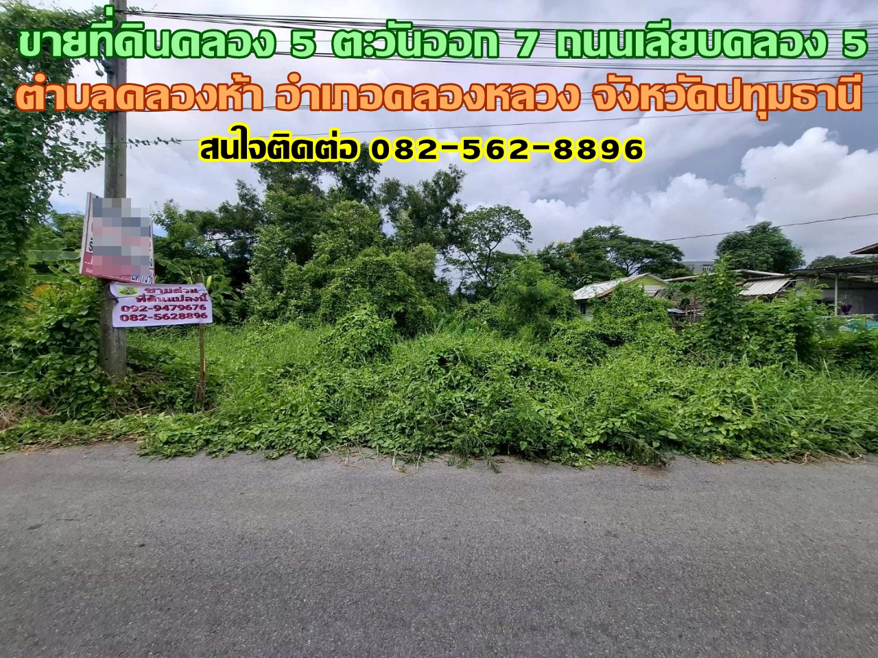 ขายที่ดินคลอง 5 ตะวันออก 7 ถนนเลียบคลอง 5 คลองหลวง ปทุมธานี