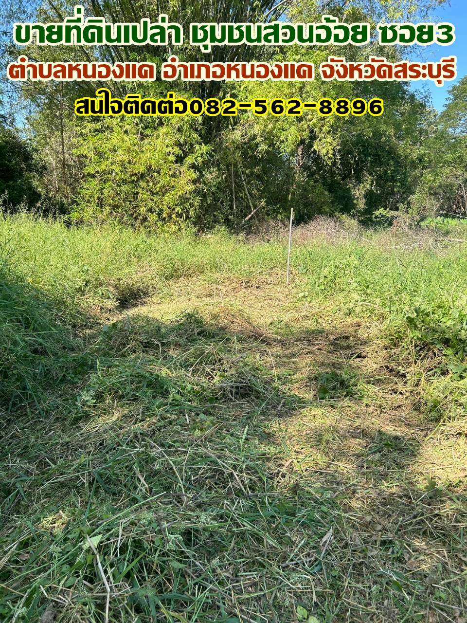 ขายที่ดินเปล่า ชุมชนสวนอ้อย ซอย3 หนองแค สระบุรี