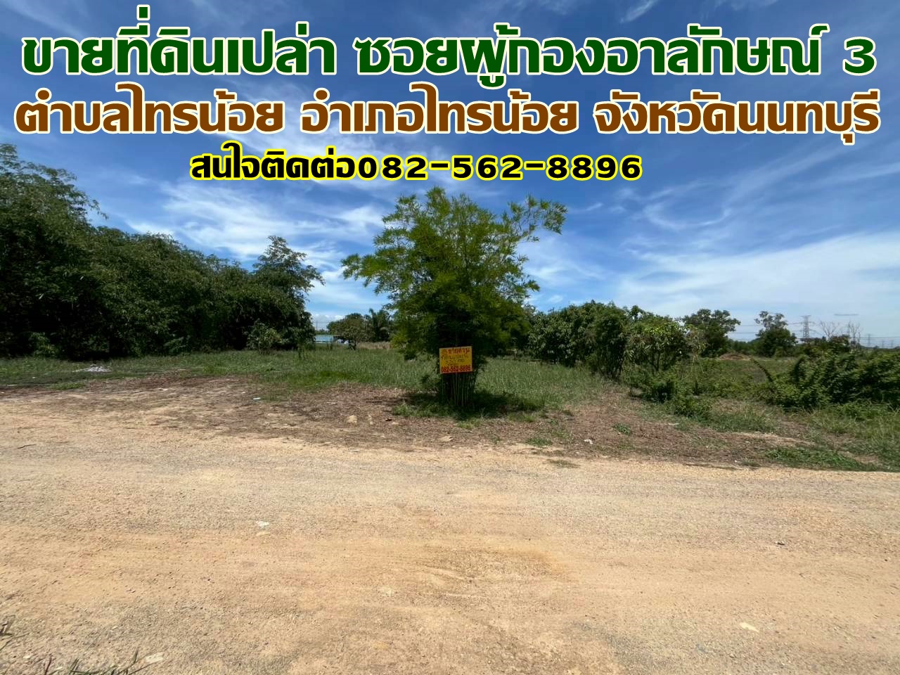 ขายที่ดินเปล่า ซอยผู้กองอาลักษณ์3 ไทรน้อย นนทบุรี