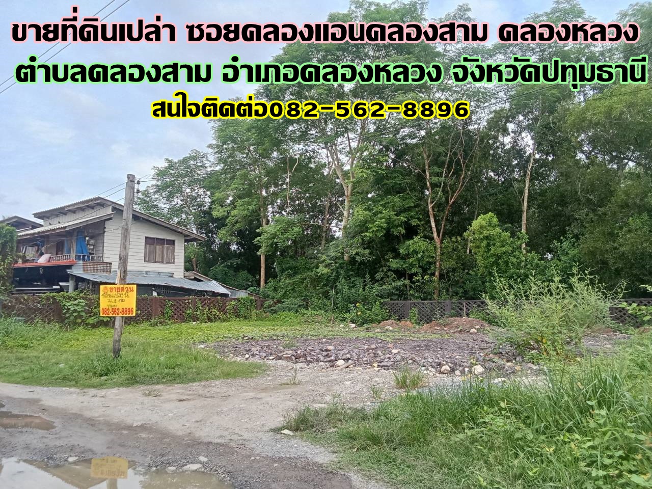 ขายที่ดินเปล่า ซอยคลองแอนคลองสาม คลองหลวง