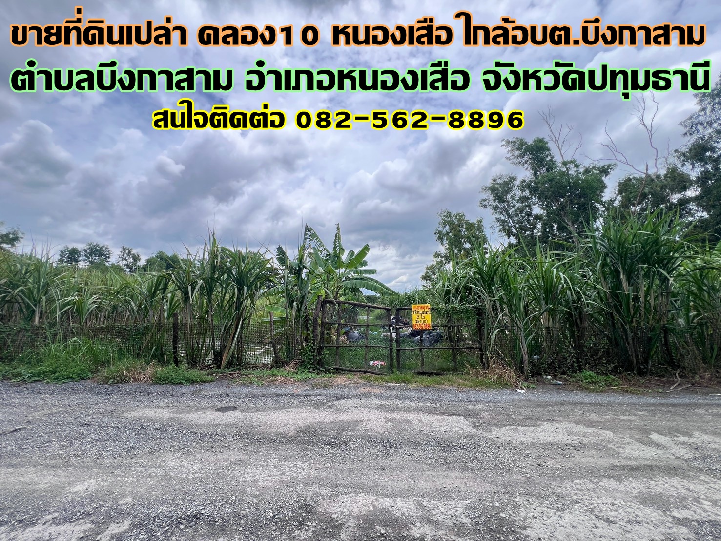 ขายที่ดินเปล่า คลอง10 หนองเสือ ใกล้อบต.บึงกาสาม