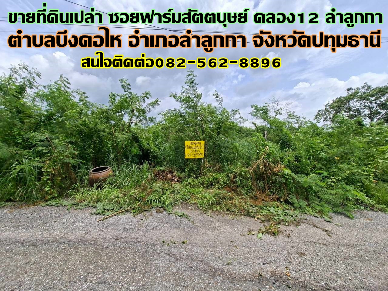 ขายที่ดินเปล่า ซอยฟาร์มสัตตบุษย์ คลอง12 ลำลูกกา